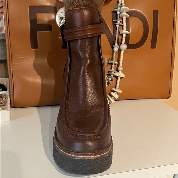 Sam Edelman Brown Heeled Boots with Knit Detail - Picture 3 of 6